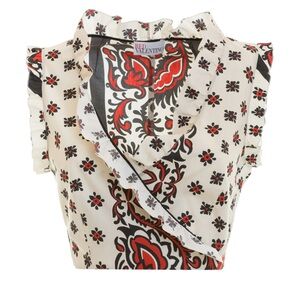 RED Valentino Wrap Cropped Top Red White Black